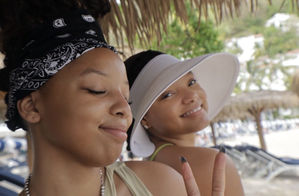 Halle Bailey and sister Chloe in St. Lucia